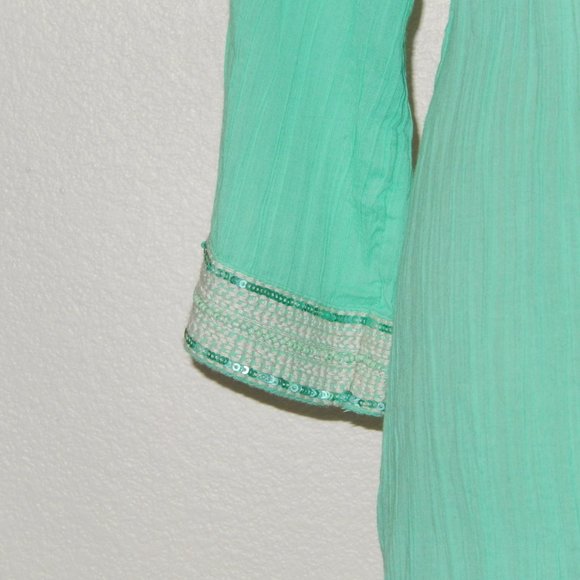 Athleta Swim Cover Tunic XS Mariana Tiffany Blue Green White Sequin - Picture 5 of 8